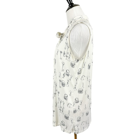 Cabi Keys Please Blouse Ivory Neck Tie Locks Size Medium - Picture 4 of 10